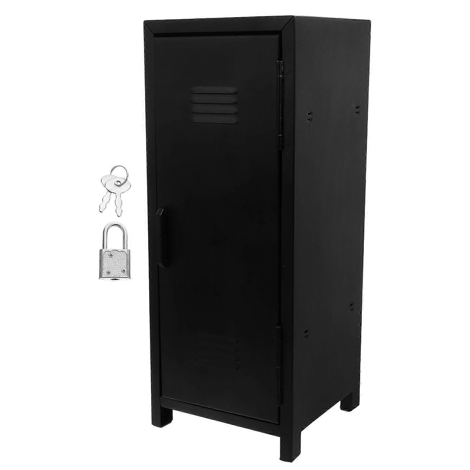 Lockable Storage Cabinet Small Metal Locker with Lock and Keys Vertical Lock Box Desktop Storage Organizer for Office Bedroom Living Room