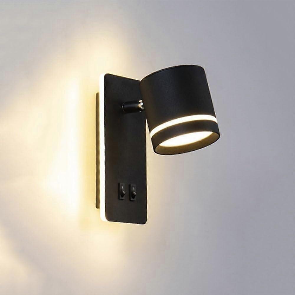 Small Dimmable LED Wall Sconce, Nordic Modern Reading Light With Swivel Spotlight, On/Off, Hardwired Bedside Lamp (Dark)