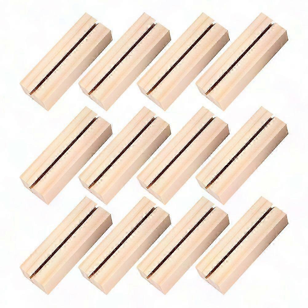 12pcs Wooden Photo Stands Rectangular Picture Holders Memo Holders for Home Office