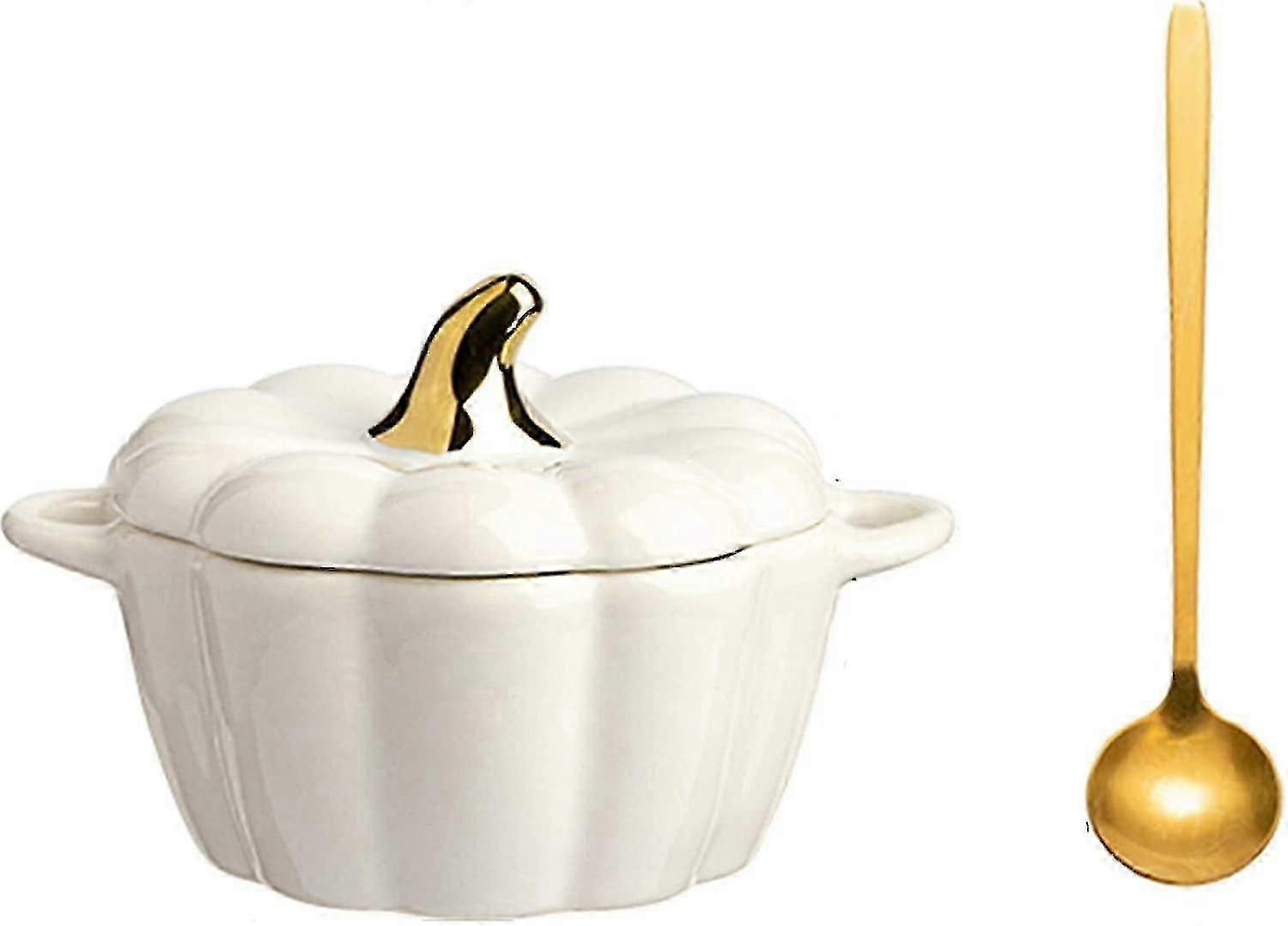 Pumpkin With Lid Casserole With Marmite Nonstick Coating Polyvalent Saucepan Pot Pot Contains Spoon Keep Nutritional Values And Flavors(white,0.27l)