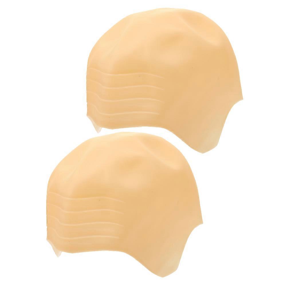 Latex Bald Cap Bald Head Wig Cap for Role Play 8Pcs Beige Color
