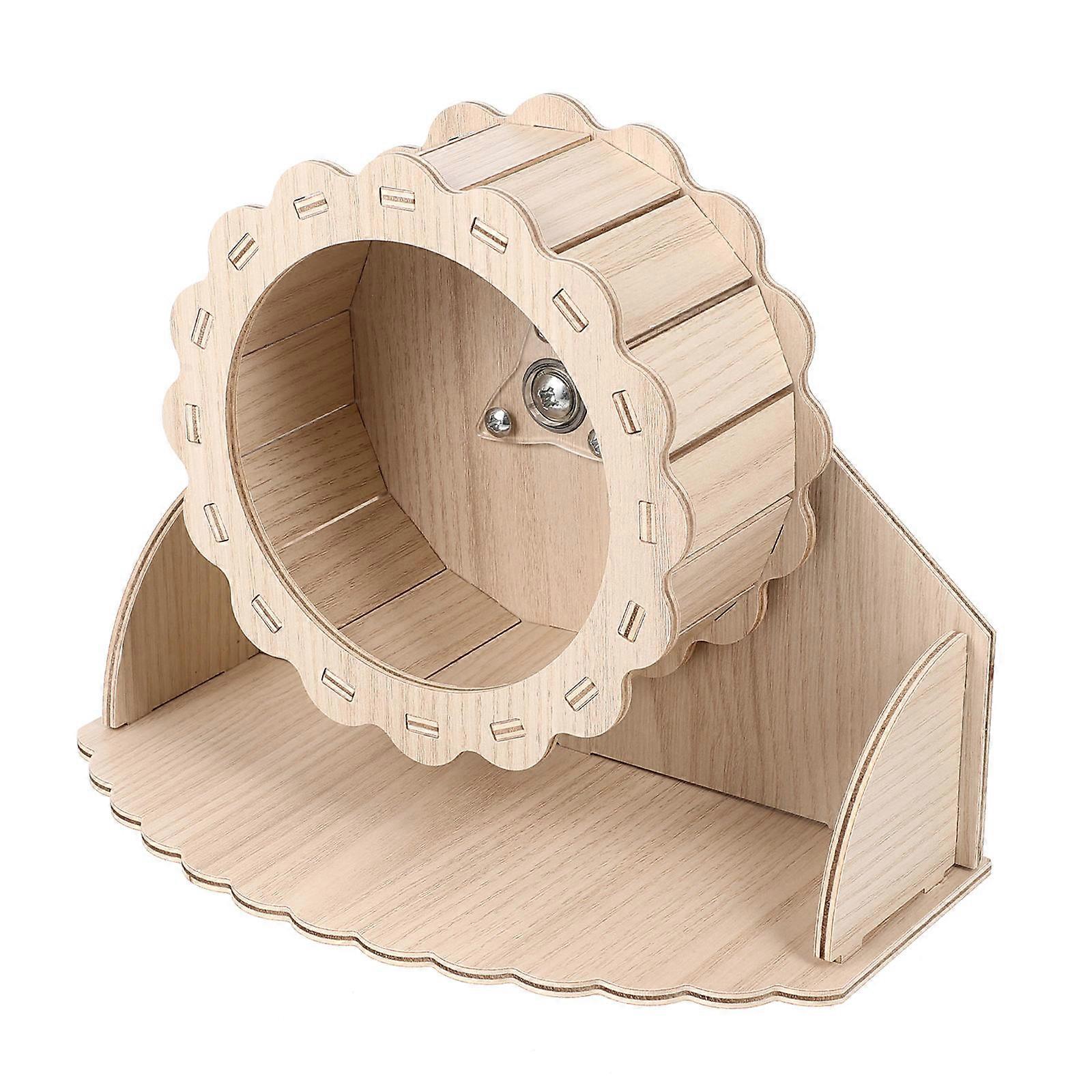 Hamster Exercise Wheel Wooden Silent Pet Running Wheel Roller 1Set