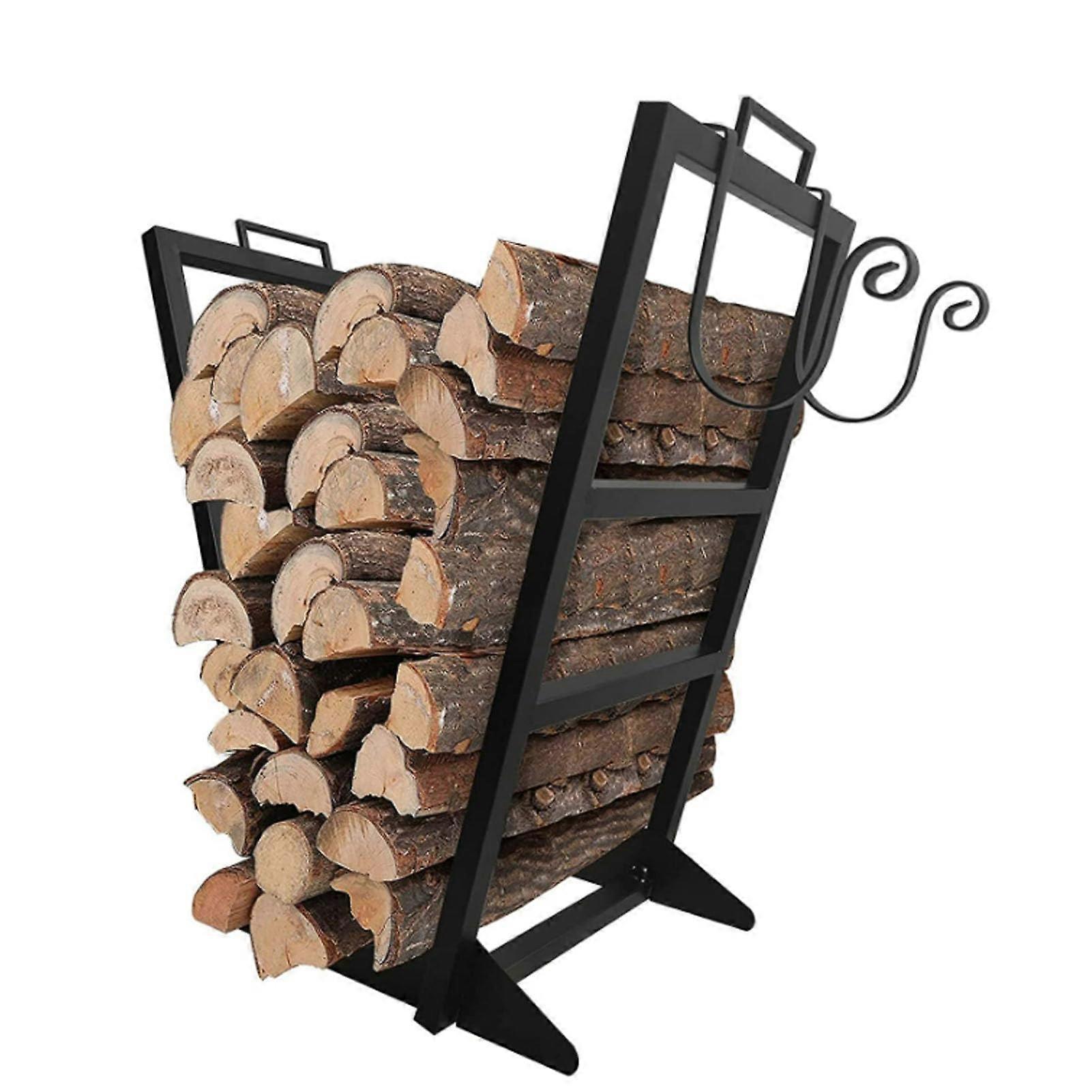 Outdoor Firewood Rack Iron Log Holder, Sturdy Easy to Install Firewood Storage Solution for Outdoor Use, Multifunctional Design