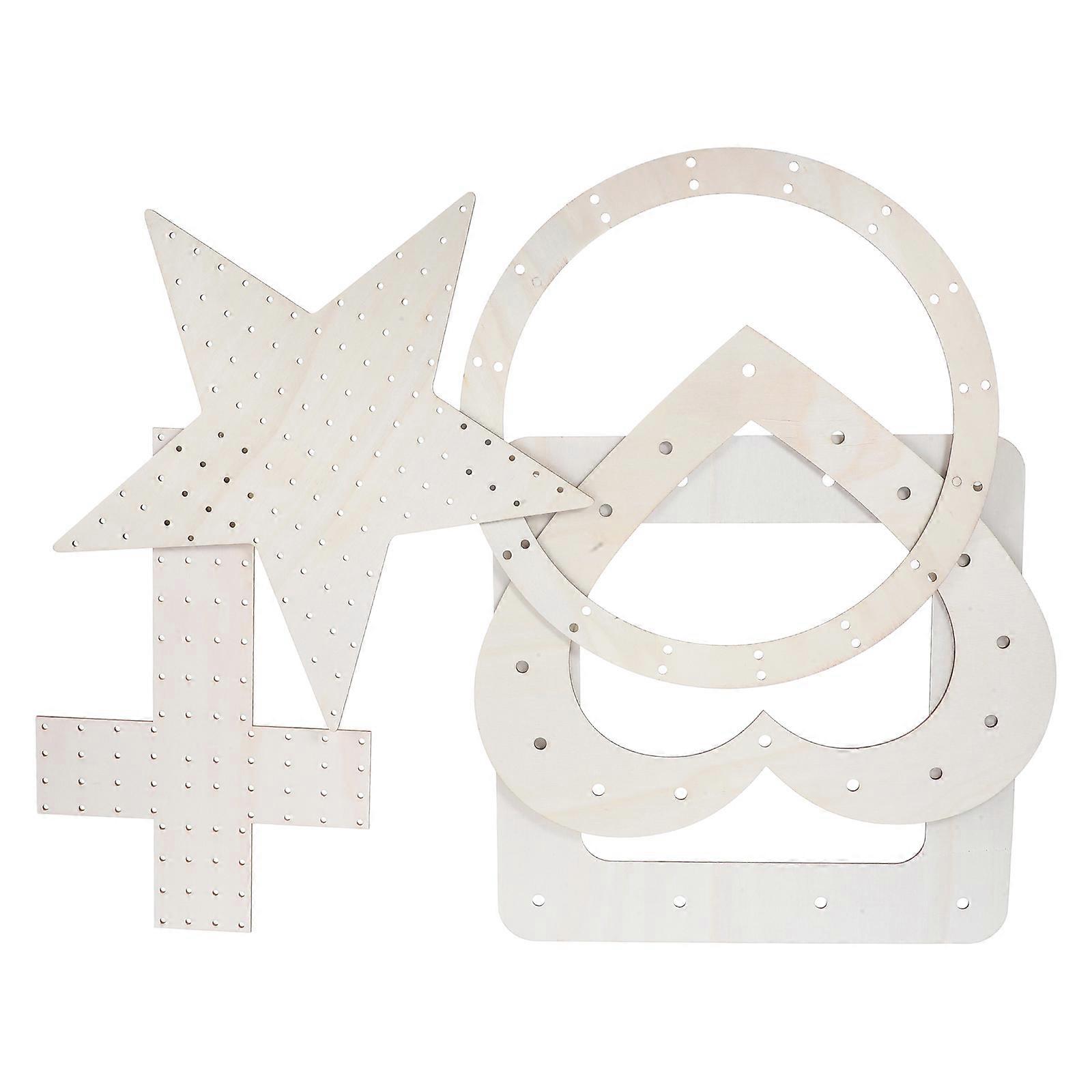 Wooden Wreath Frames for Crafts 25Pcs Mixed Shapes Square Round Heart Star