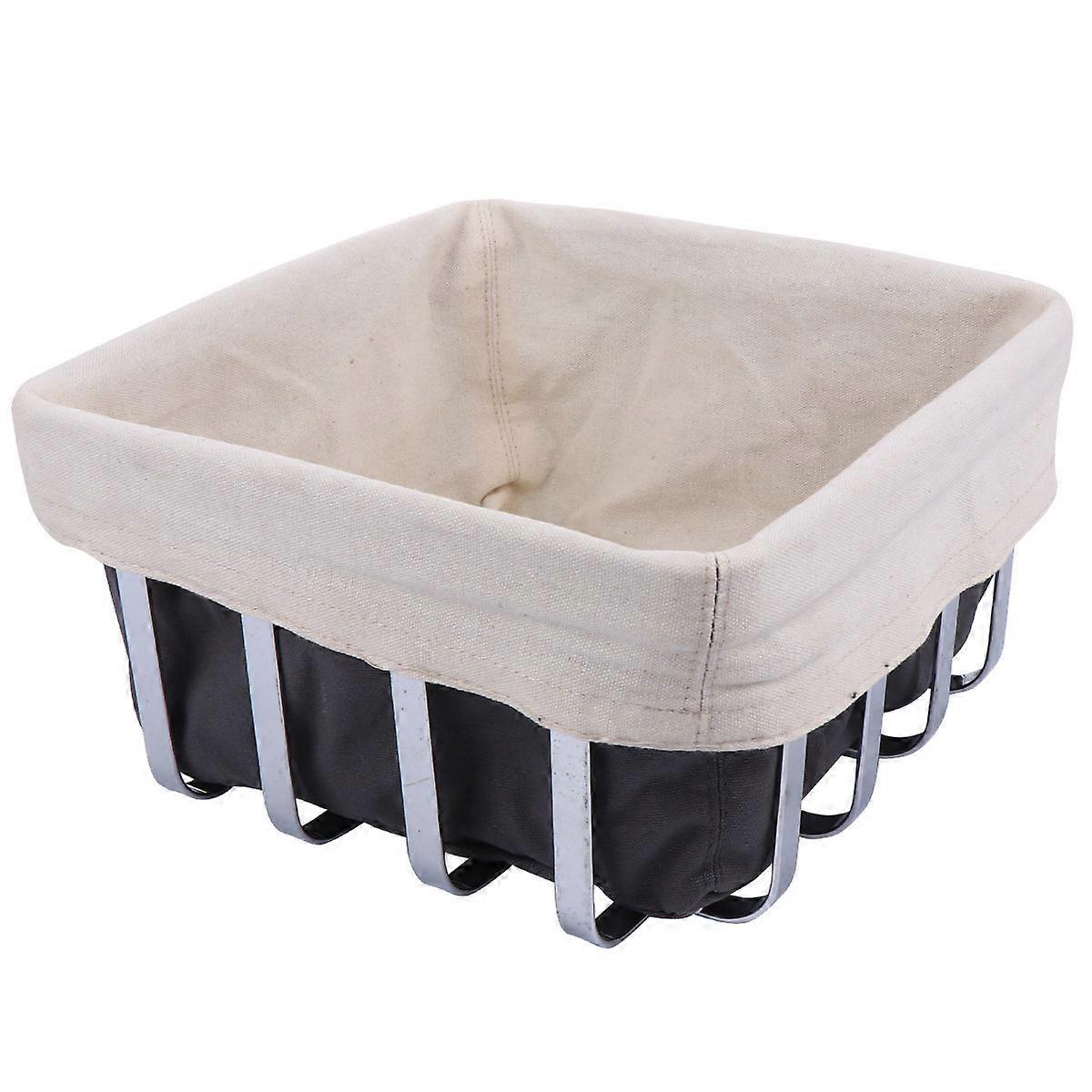 Food Baskets With Liners Stainless Steel Bread Basket Square Home Organization Storage Container 1Set
