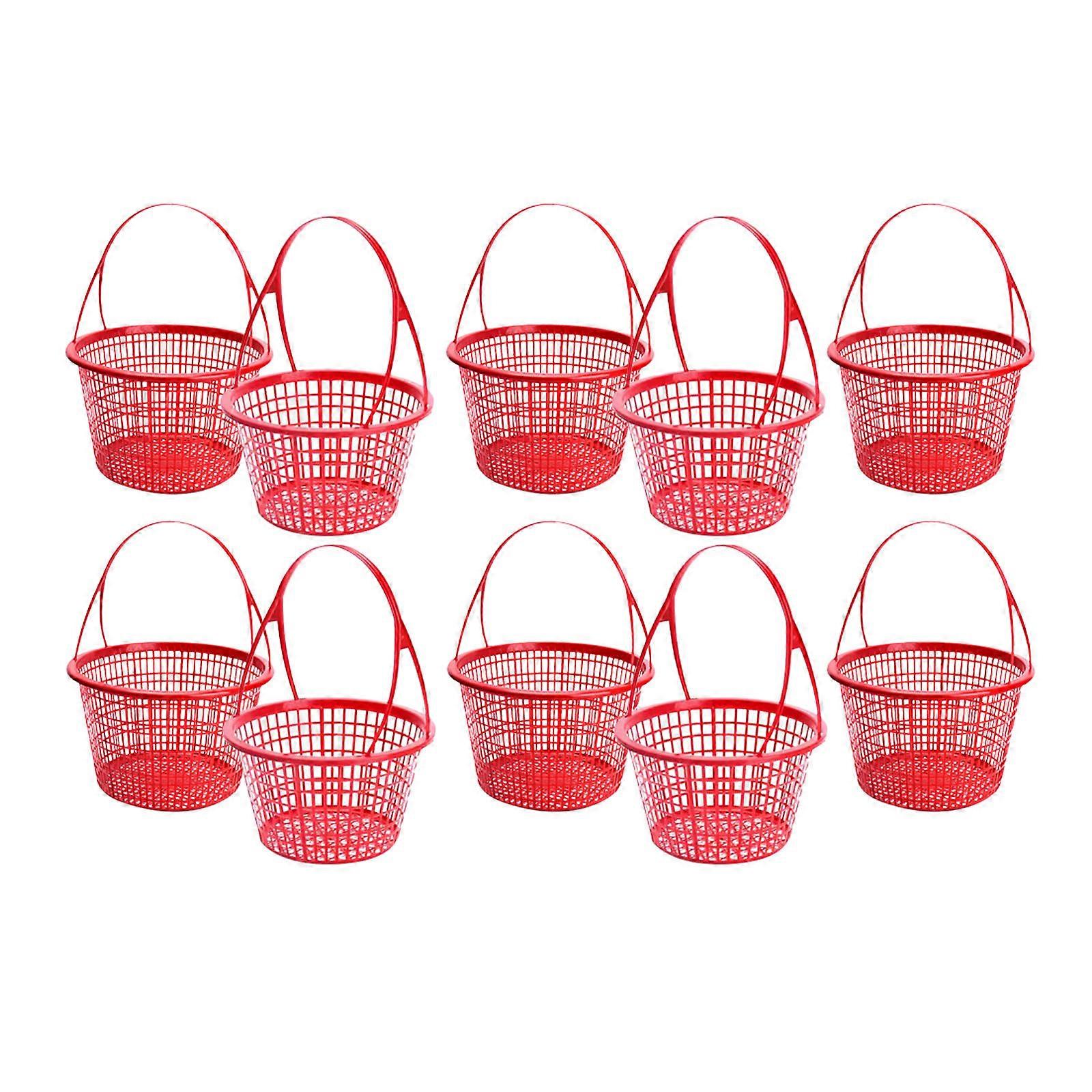 Small Red Fruit Basket for Fruit Picking Plastic Basket 20Pcs with Handle