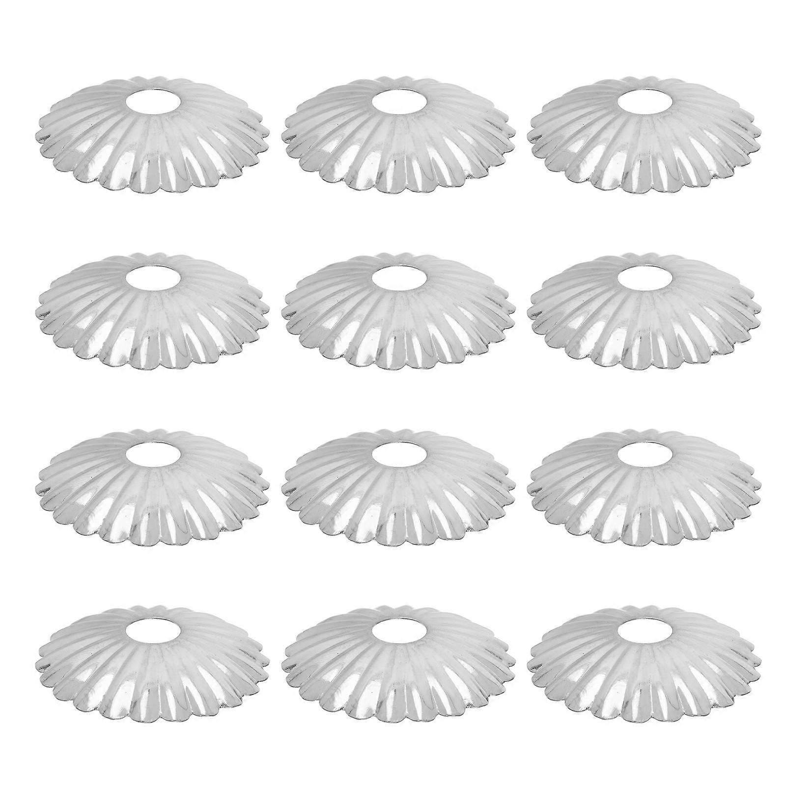 Circular Lamp Cover Case Featuring Flower Design For Lighting Enhancement 4.5X4.5CM Silver Color Rust Resistant 24Pcs