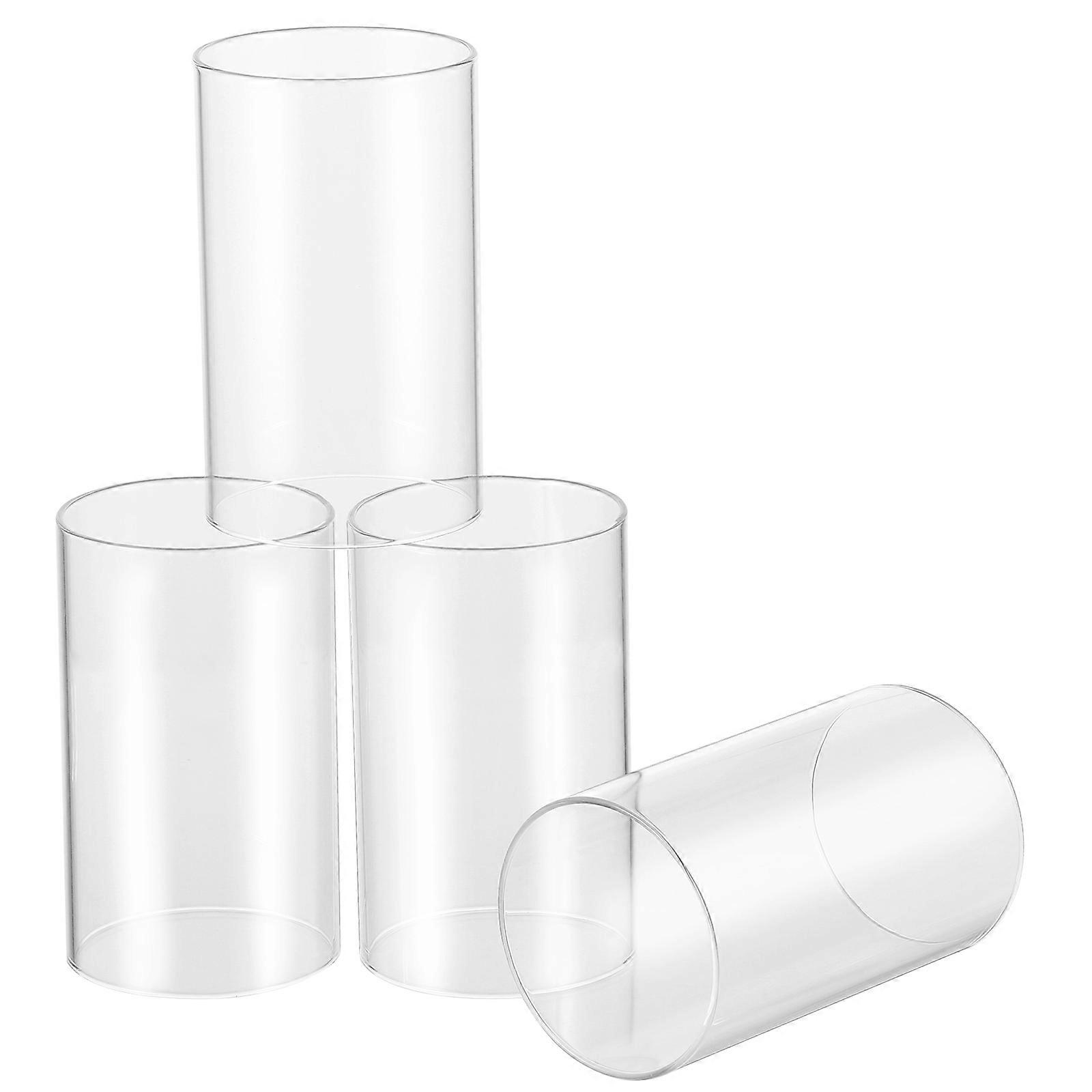 Simple Transparent Candle Shade Glass Cover Windproof 12Pcs Set