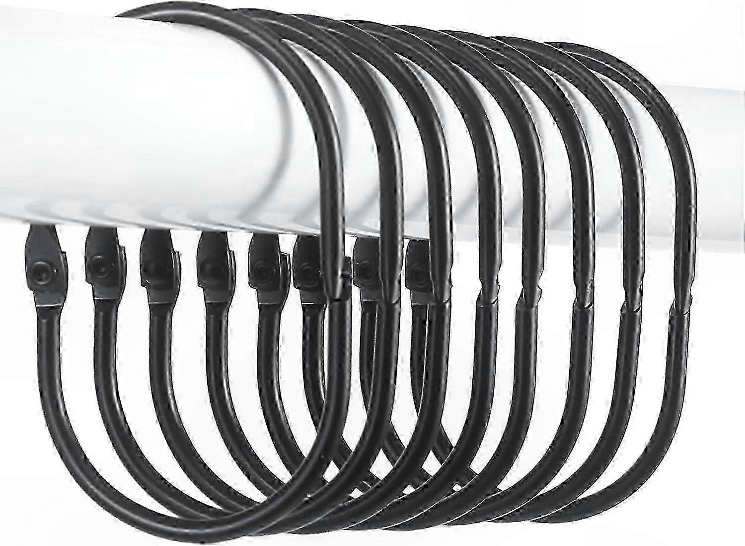 24pcs Rust Proof Black Shower Curtain Rings