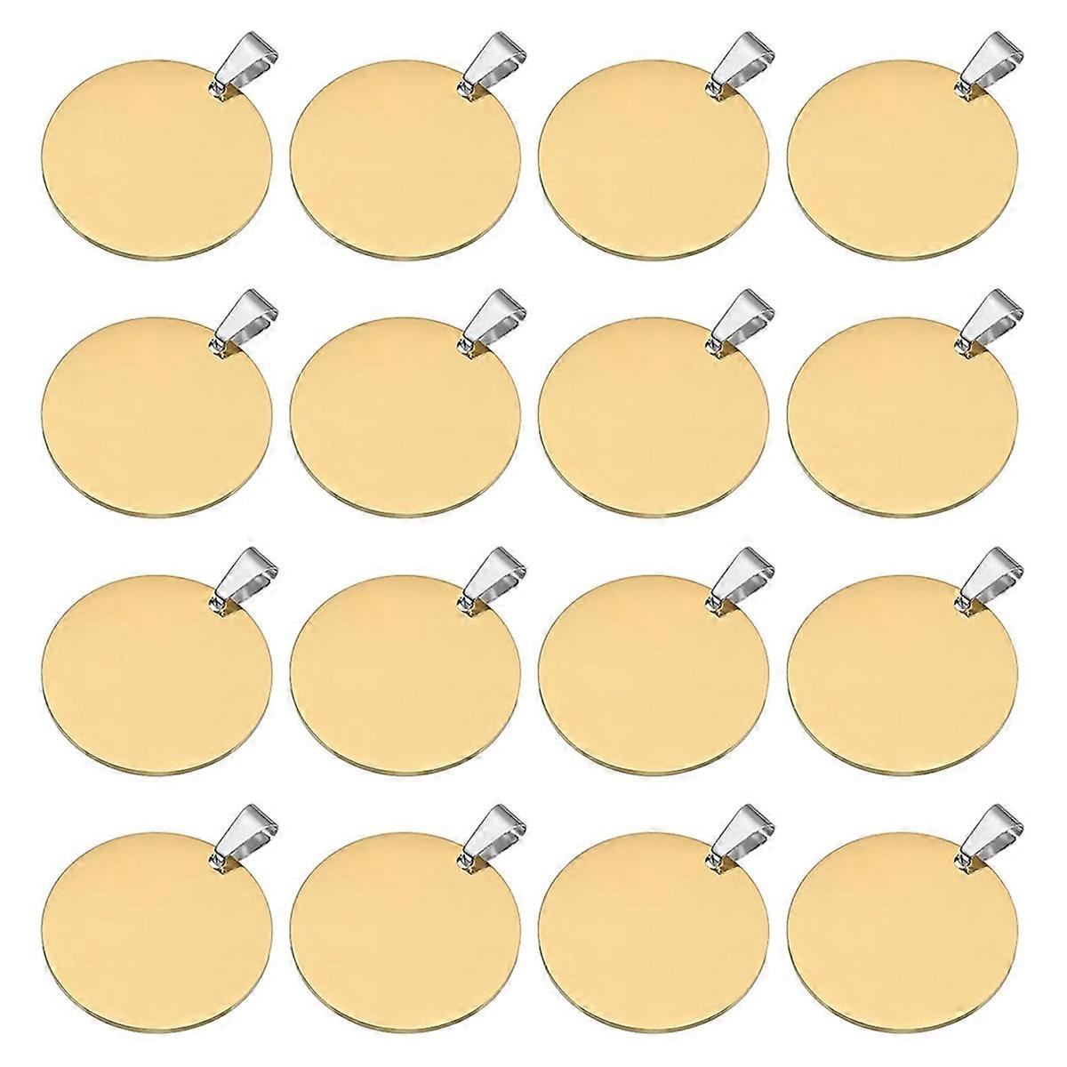 16 stk metallstemplingsemner 30 mm runde hundemerker gull