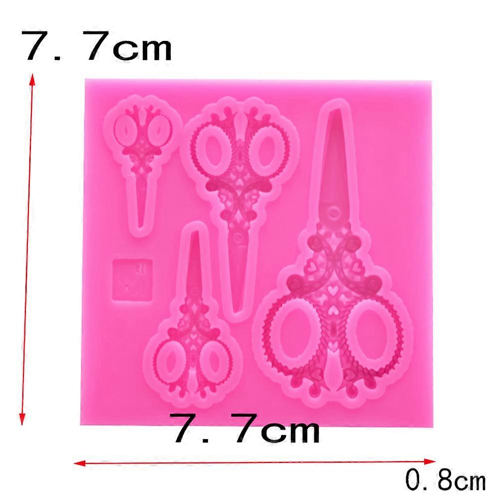 Pink Silicone Cake Mold Scissors Fondant Mold for Baking Use