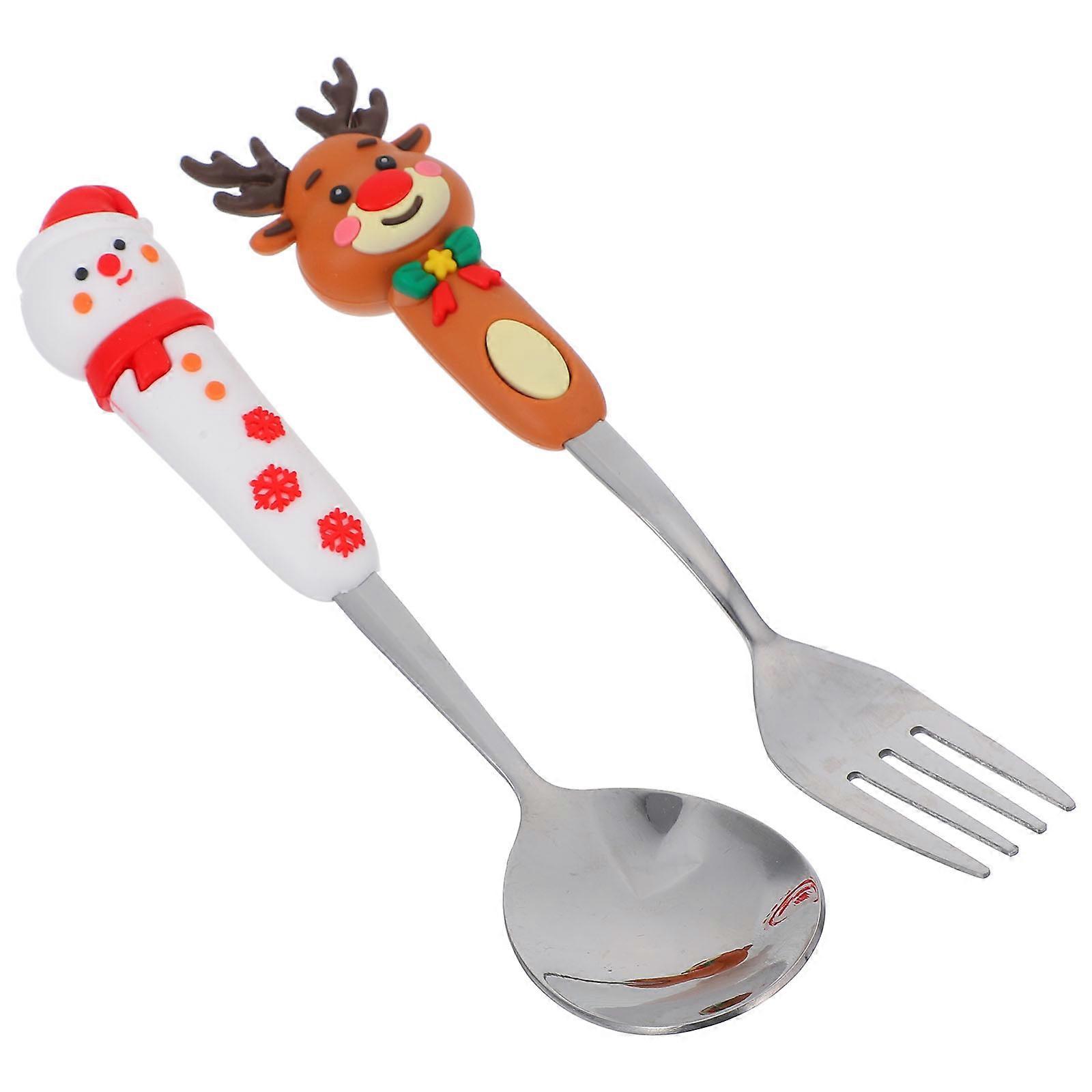 Creative Christmas Fork and Spoon Set for Holiday Parties 4Sets