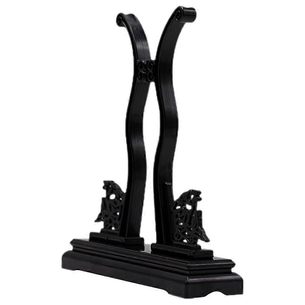 Chinese Fan Display Holder Folding Fan Stand for Display Use 3Pcs Black