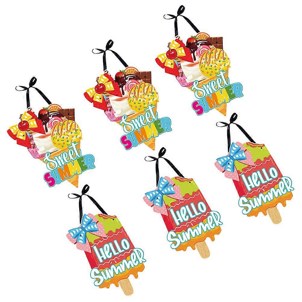 Hawaii Ice Cream Summer Sign Decoration For Home And Party Assorted Color Rectangular Hanging Plaque 12 Pcs