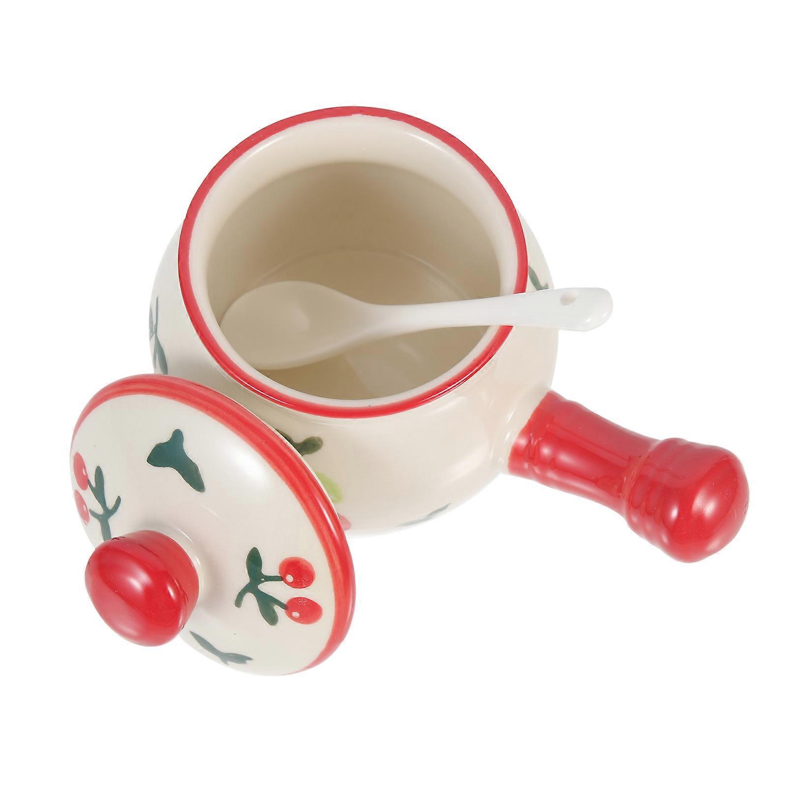 Red Ceramic Salt Jar for Seasoning Use Portable Salt Jar