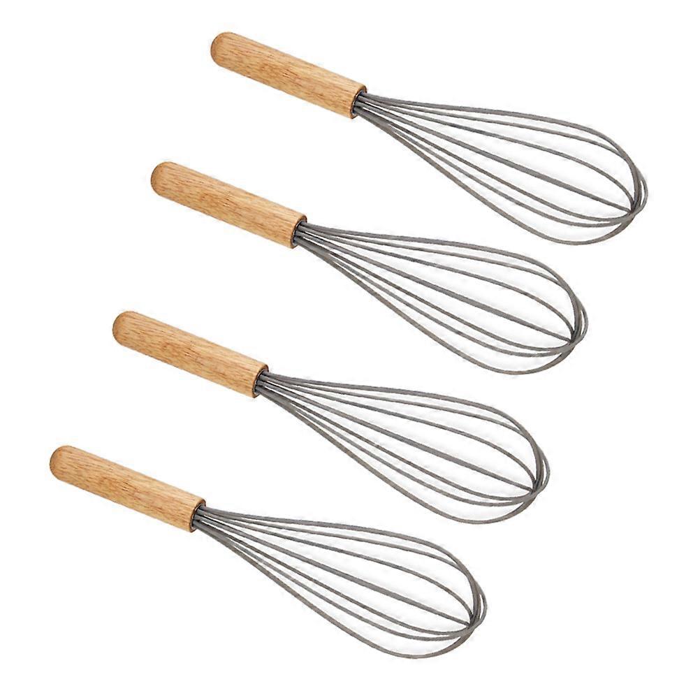 Kitchen Hand Mixer Wooden Handle Egg Beater for Kitchen Use 8Pcs Silver