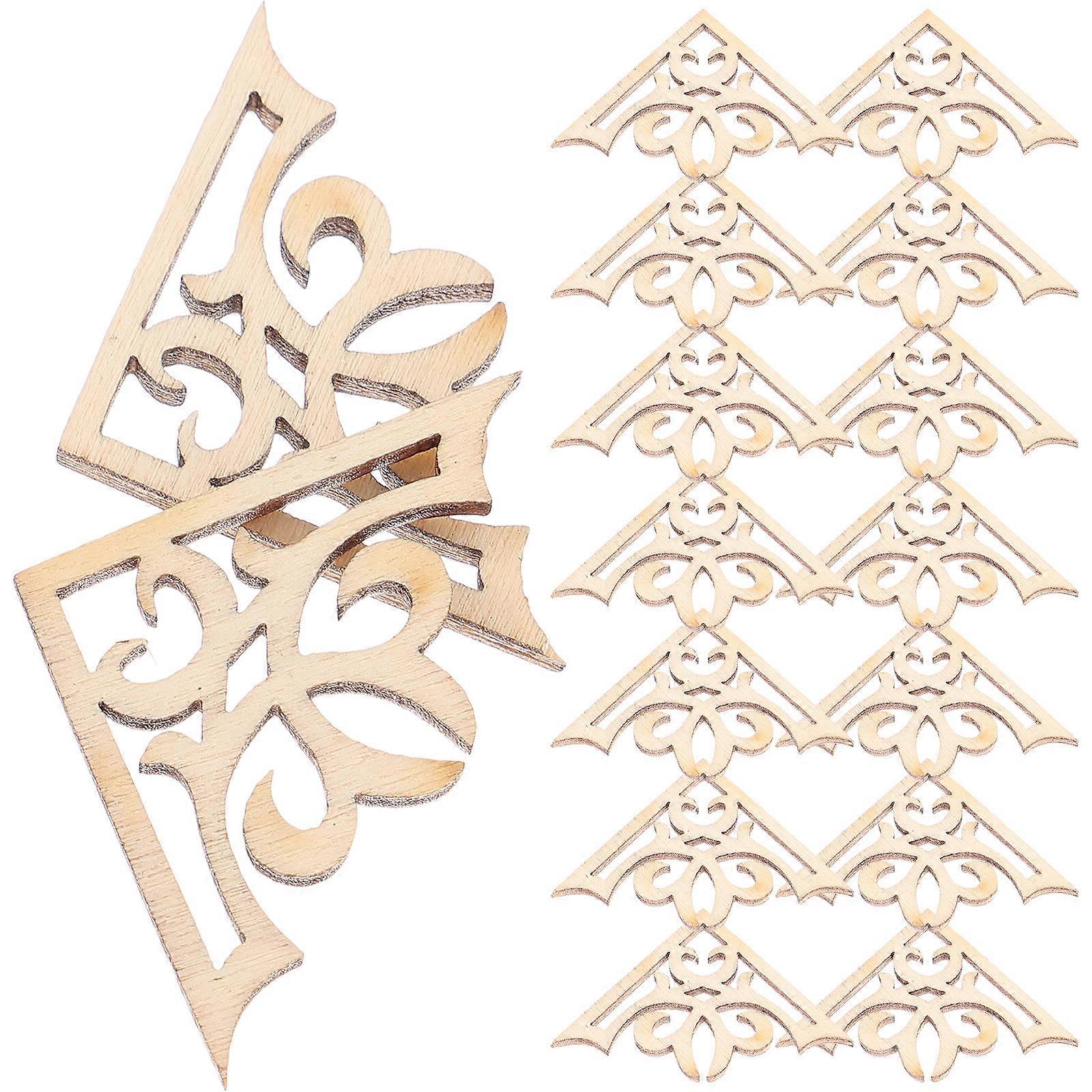 Wood Carved Corner Onlay for Decorating 100Pcs Solid Wood Corner Decorations