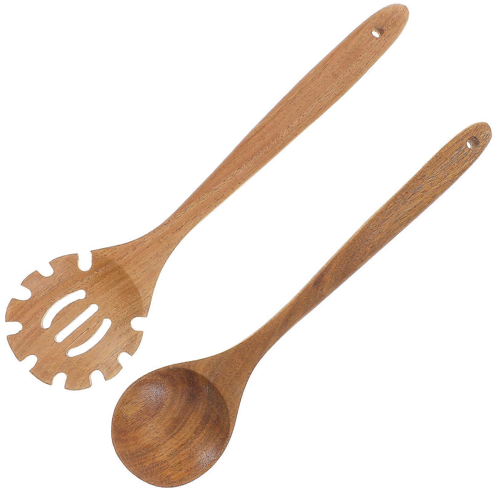 Wood Spoon Noodle Spoon for Cooking Use 2Pcs Kitchen Accessories