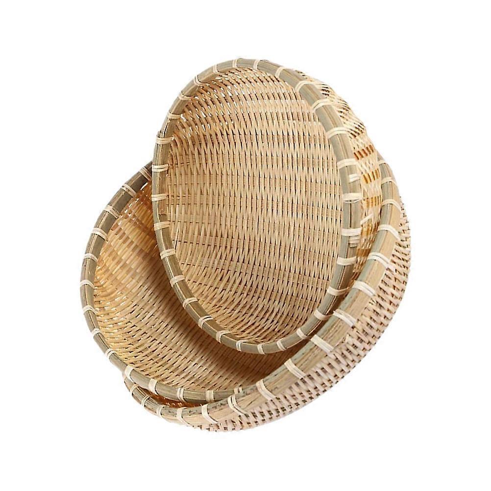 Handmade Storage Baskets Bamboo Woven Vegetable Baskets Kitchen Use Reinforcement Design 3Pcs