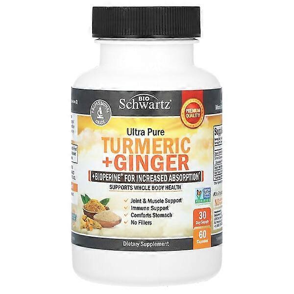 BioSchwartz, Ultra Pure Turmeric + Ginger + Bioperine For Increased Absorption, 60 Capsules