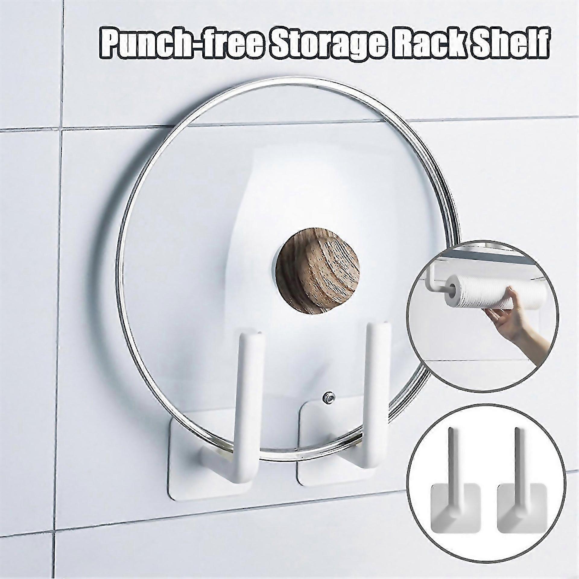 For Punchfree Selfadhesive Wallmounted Storage Rack Shelf Kitchen Bathroom