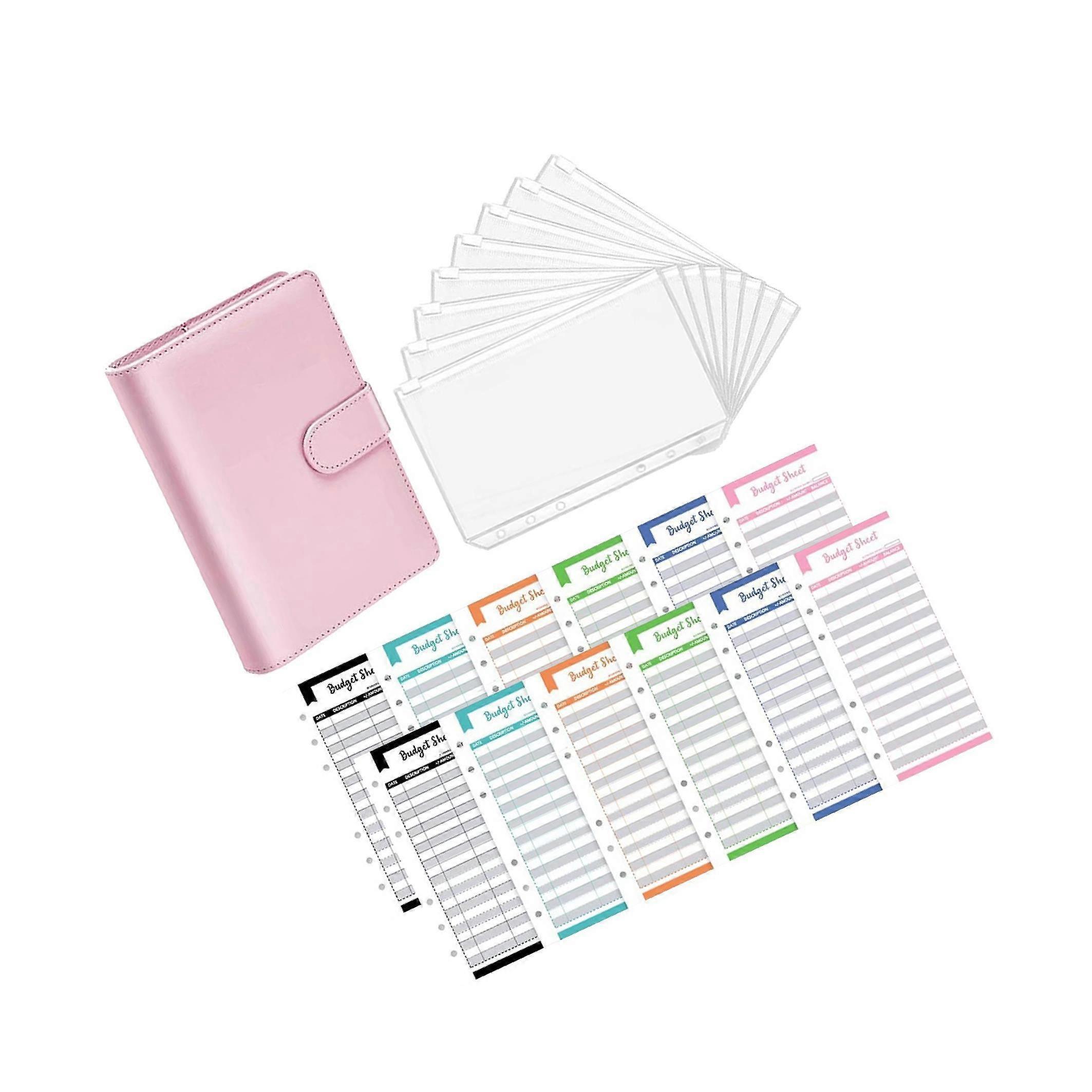 Practical PU Leather Notebook Binder with Clear Binder Pockets and Budget Envelope