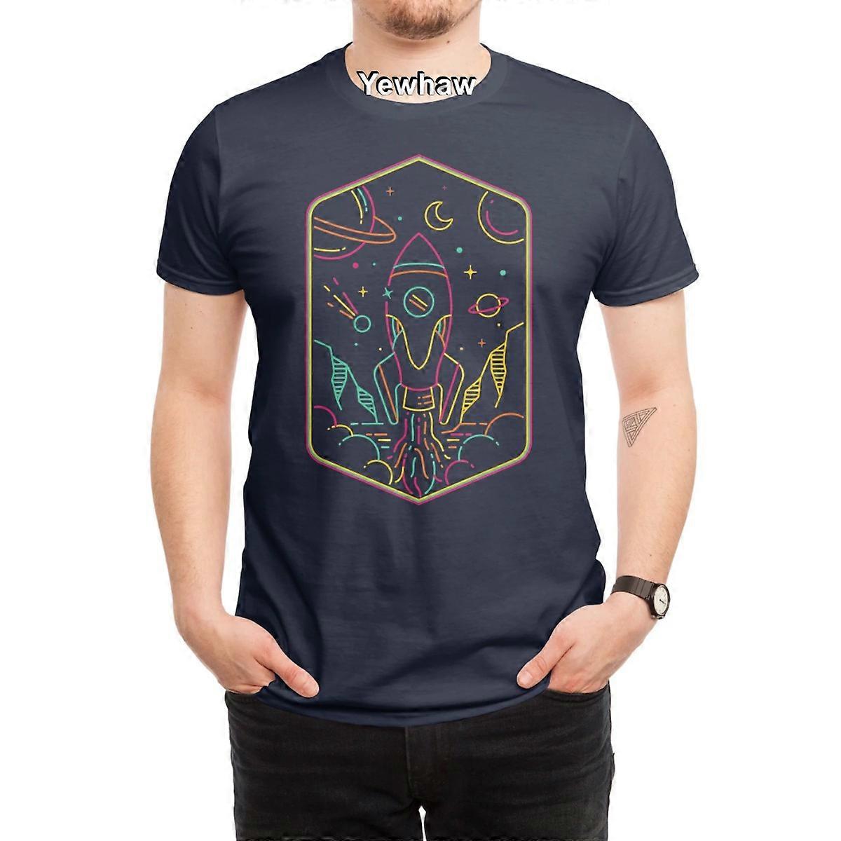 STATEK KOSMICZNY KOSZULKA NEONOWA RAKIETA PLANETY GWIAZDY SYNTHWAVE