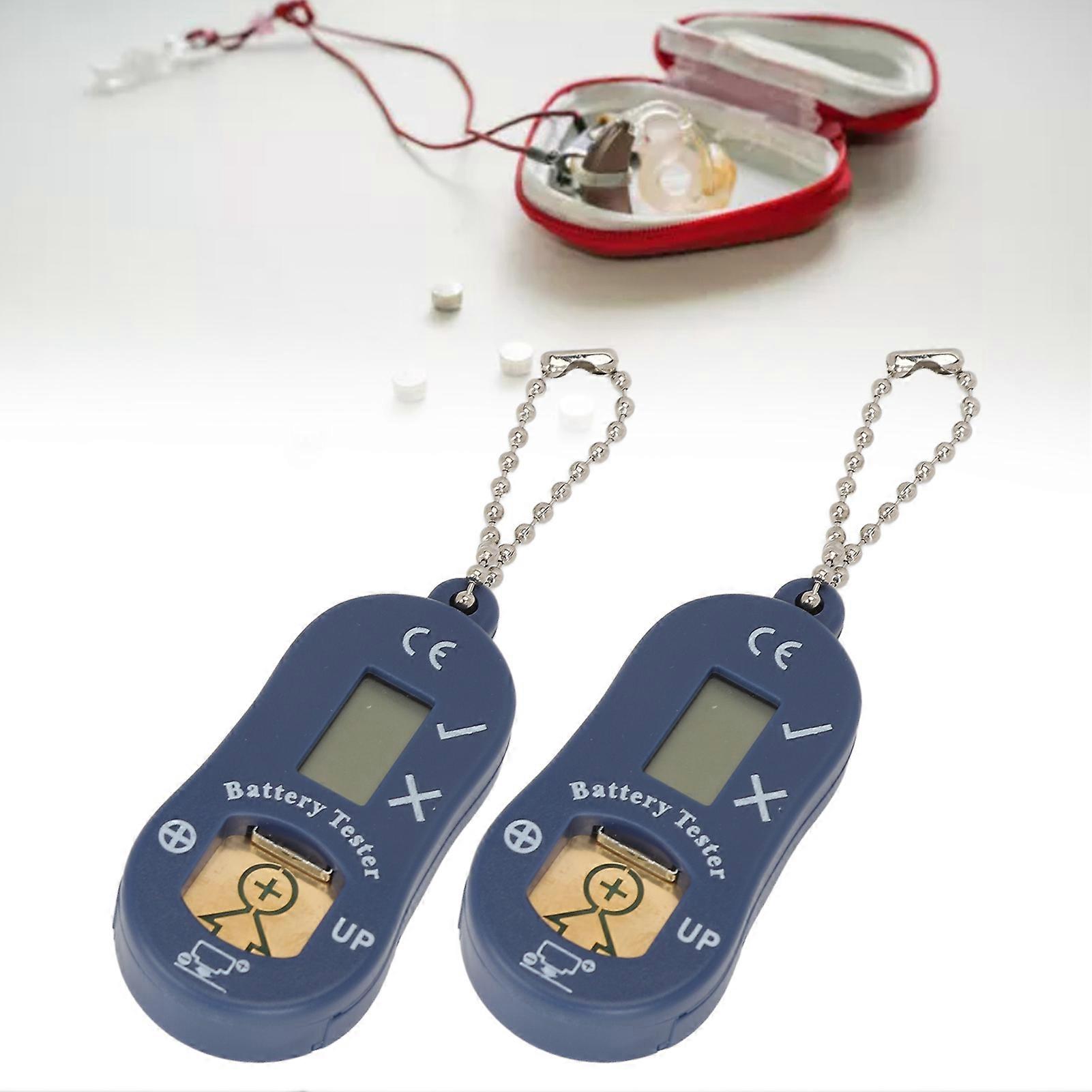 2pcs Sound Aids Battery Tester LCD Display High Accuracy Battery Measuring Meter Blue 