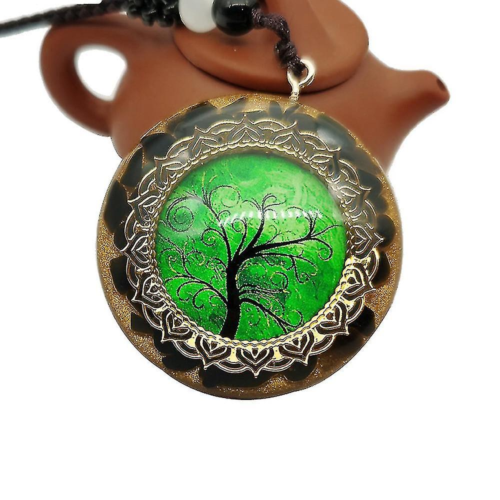 Craft Decoration Makers Natural Crystal Tree Of Life Necklace Seven Chakra Pendant Black