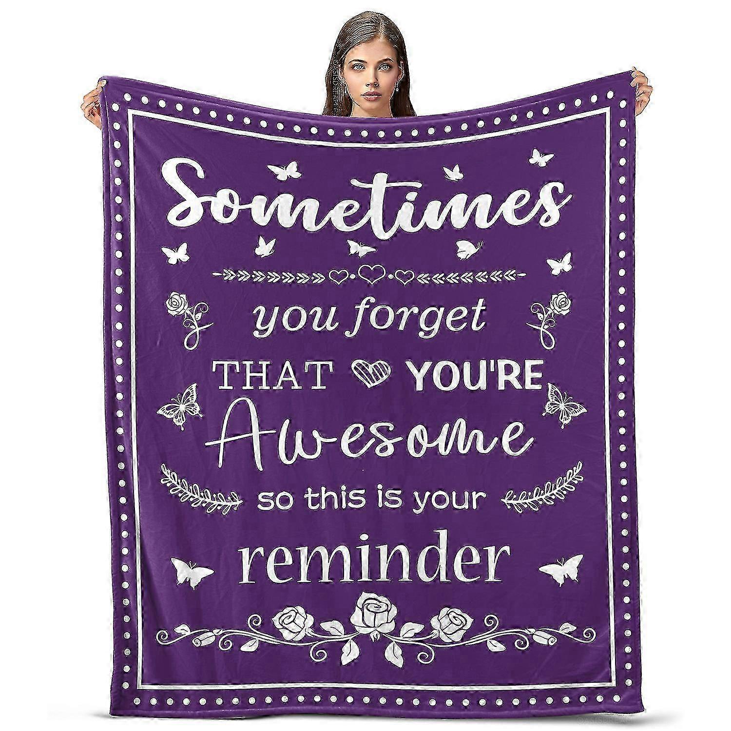 Oasisdream Purple Lightweight and Smooth Blanket with Sometimes You Forget That You're Awesome Print w