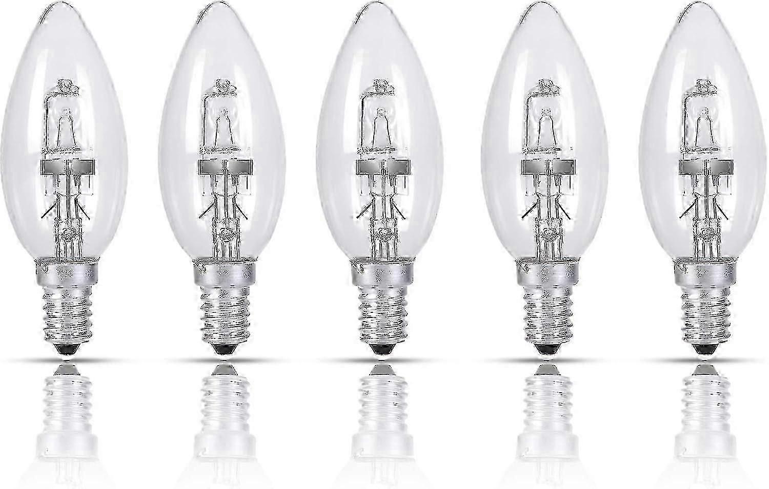 E14 Candle Halogen Bulbs 28W Warm White Five Pack