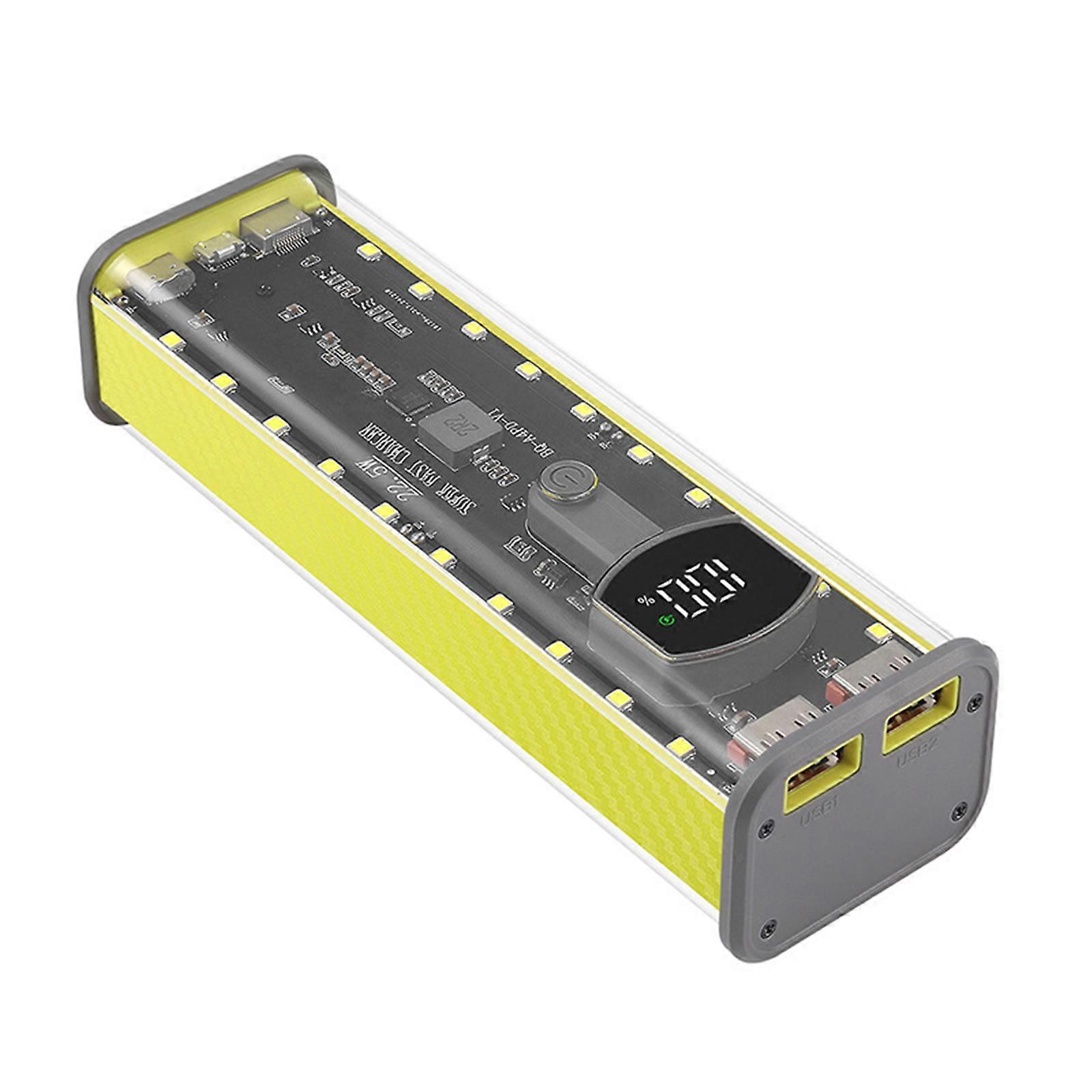Shockproof 21700 Battery Box 4 Slots Battery Holder Case USB C Port For Quick Charging DIY Case only  Yellow