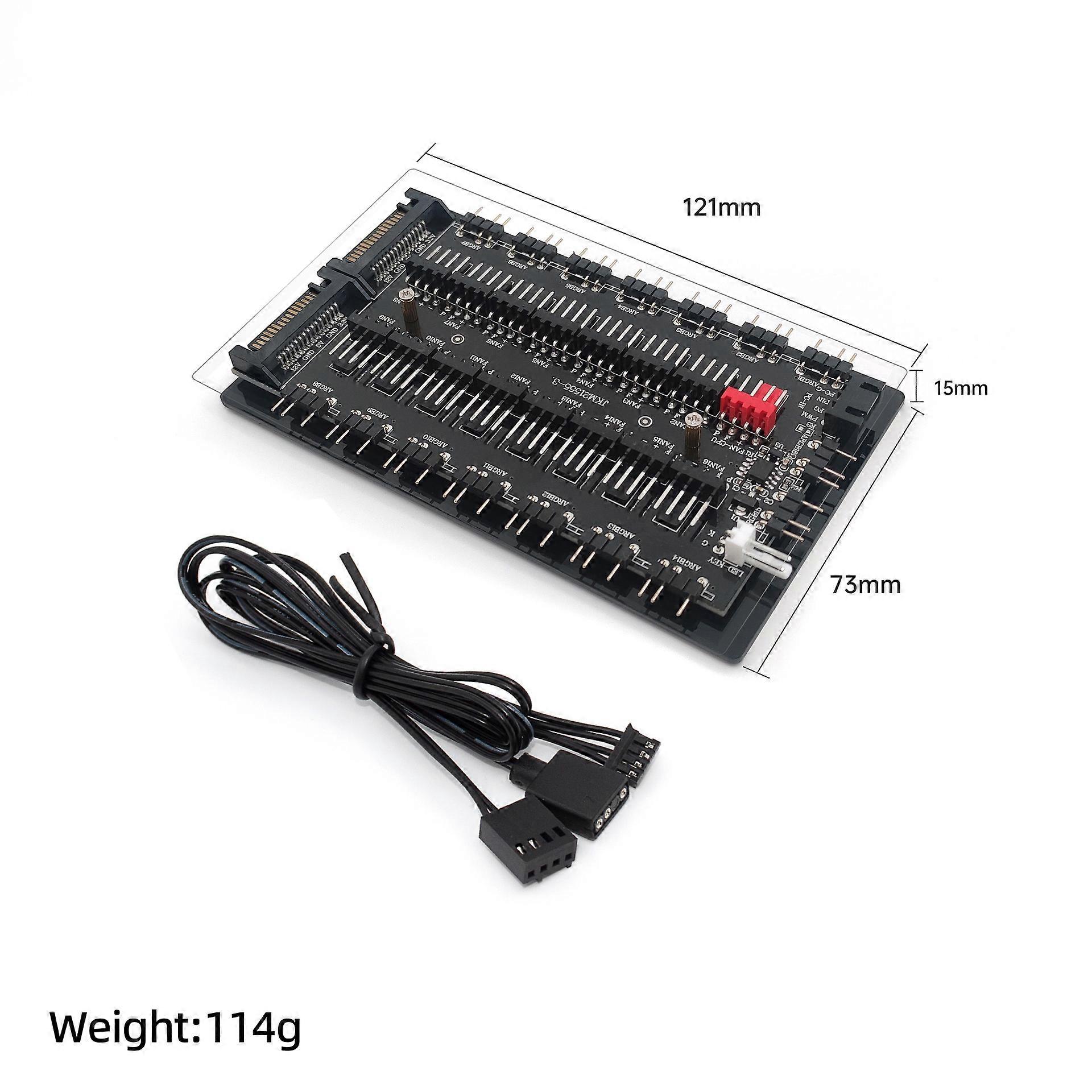PA216 Dual 16-inch Hub Chassis Fan Controller with Magnetic Adsorption Chassis and Dual SATA Power Interfaces