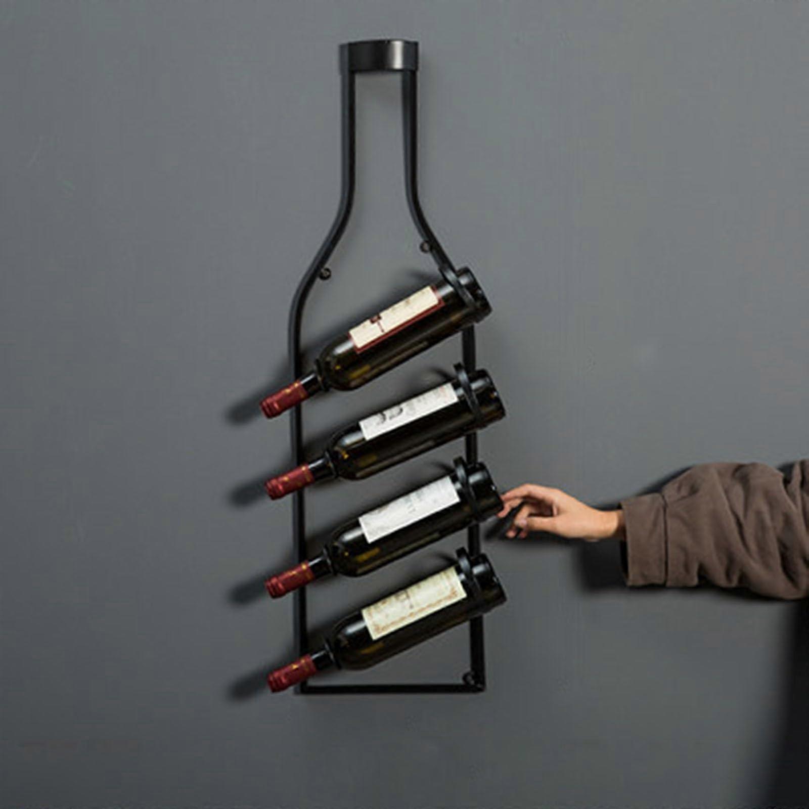 Modern Wall Mounted Wine Rack VintageStyle Wine Bottle Shelf Floating Rack For Home Bar And Dining Black 87 X 24.5 Cm