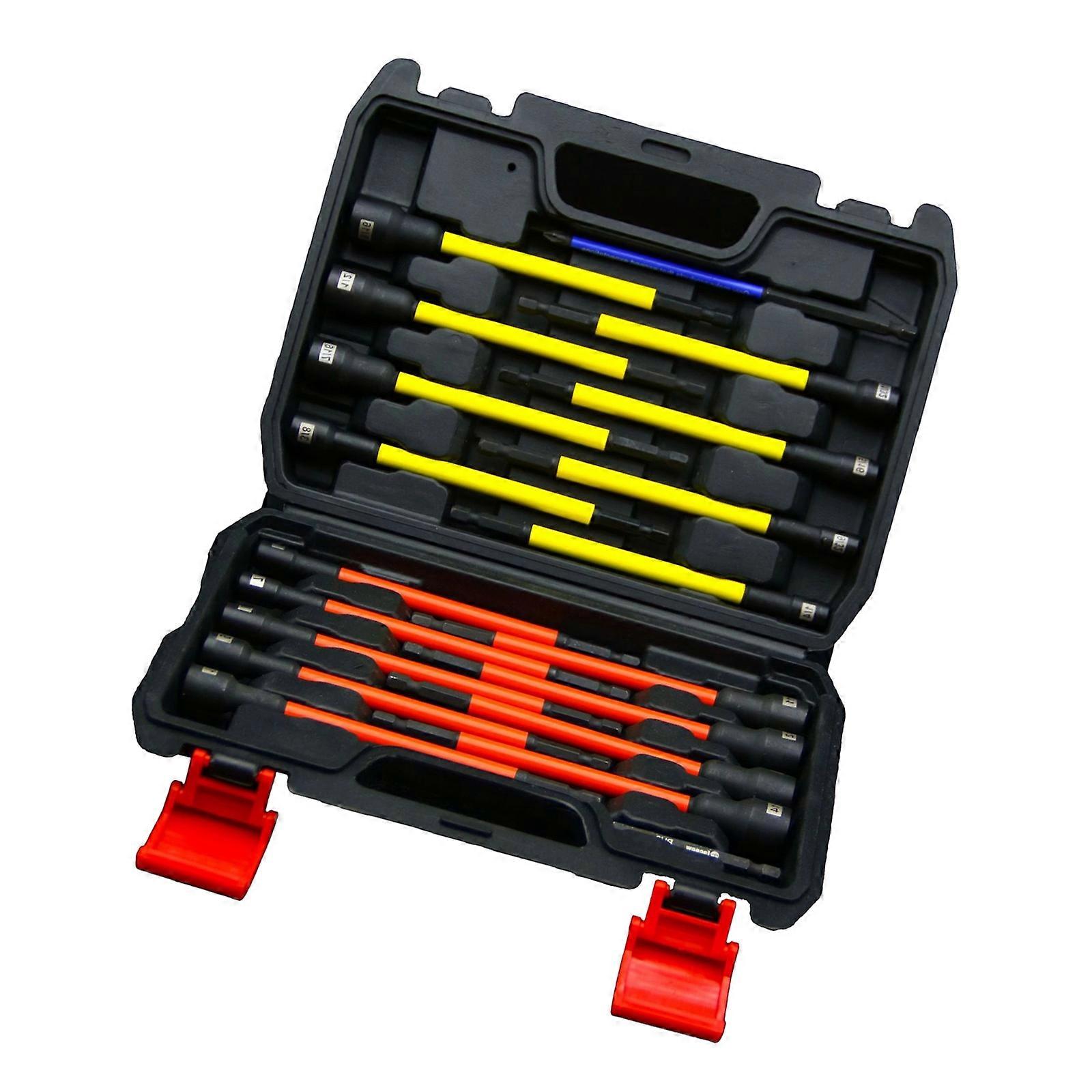 19 Piece Long Shank Extended Socket Set Enhancing Magnetic Base for Improved Fastener Control and Workshop Efficiency Multicolor