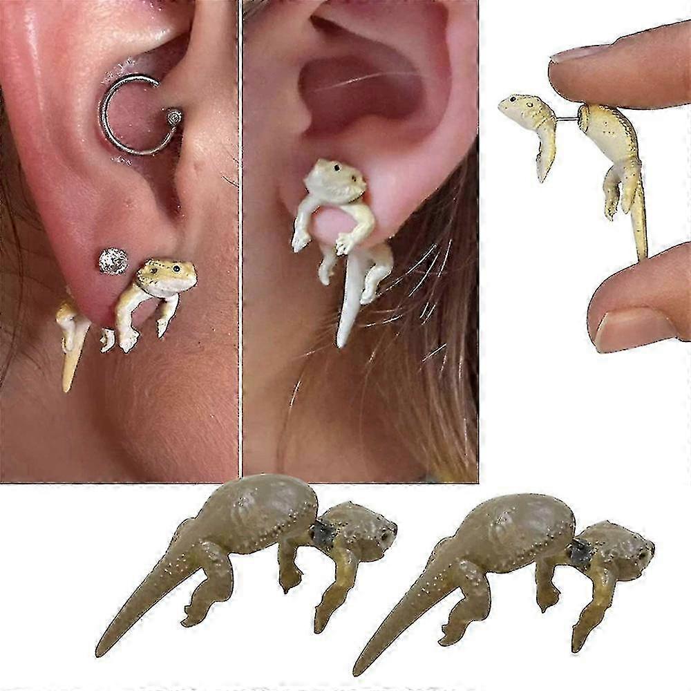 Women's Chameleon Earrings - Fashionable Lizard Stud Design