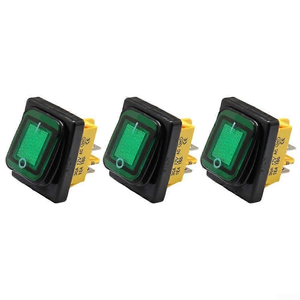 Rocker Toggle Switch 4P 30A Waterproof for Boat, Car, and Home Electrical Devices Green