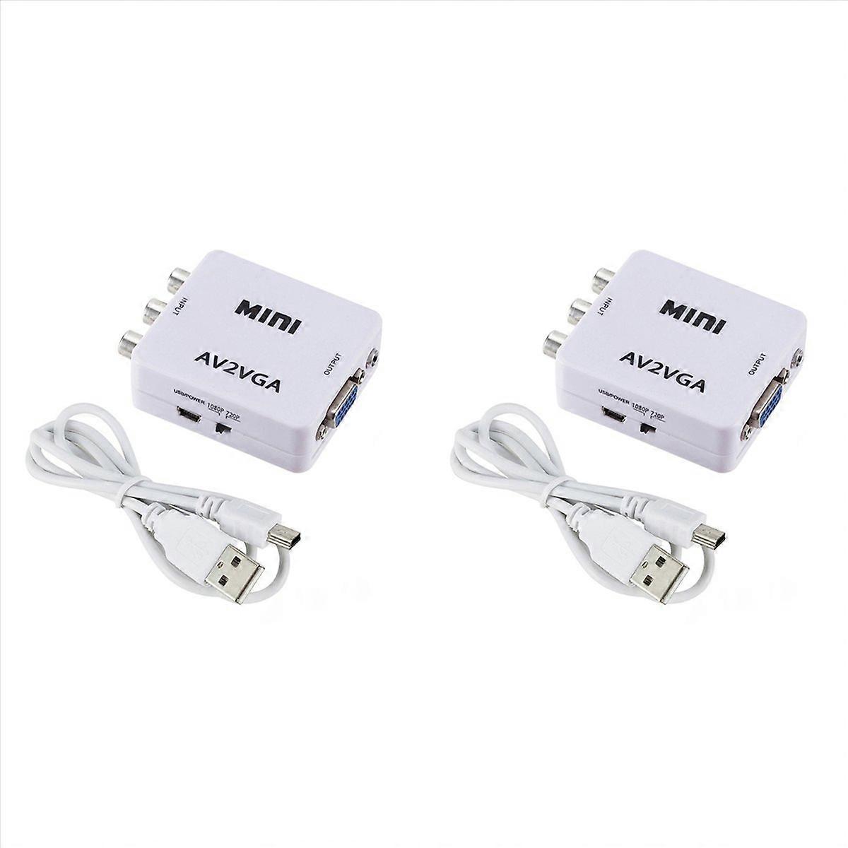 2X AV () to VGA Audio Video Converter,Support Resolution 1080P /720P,with 3.5 mm AUDIO Audio Input P