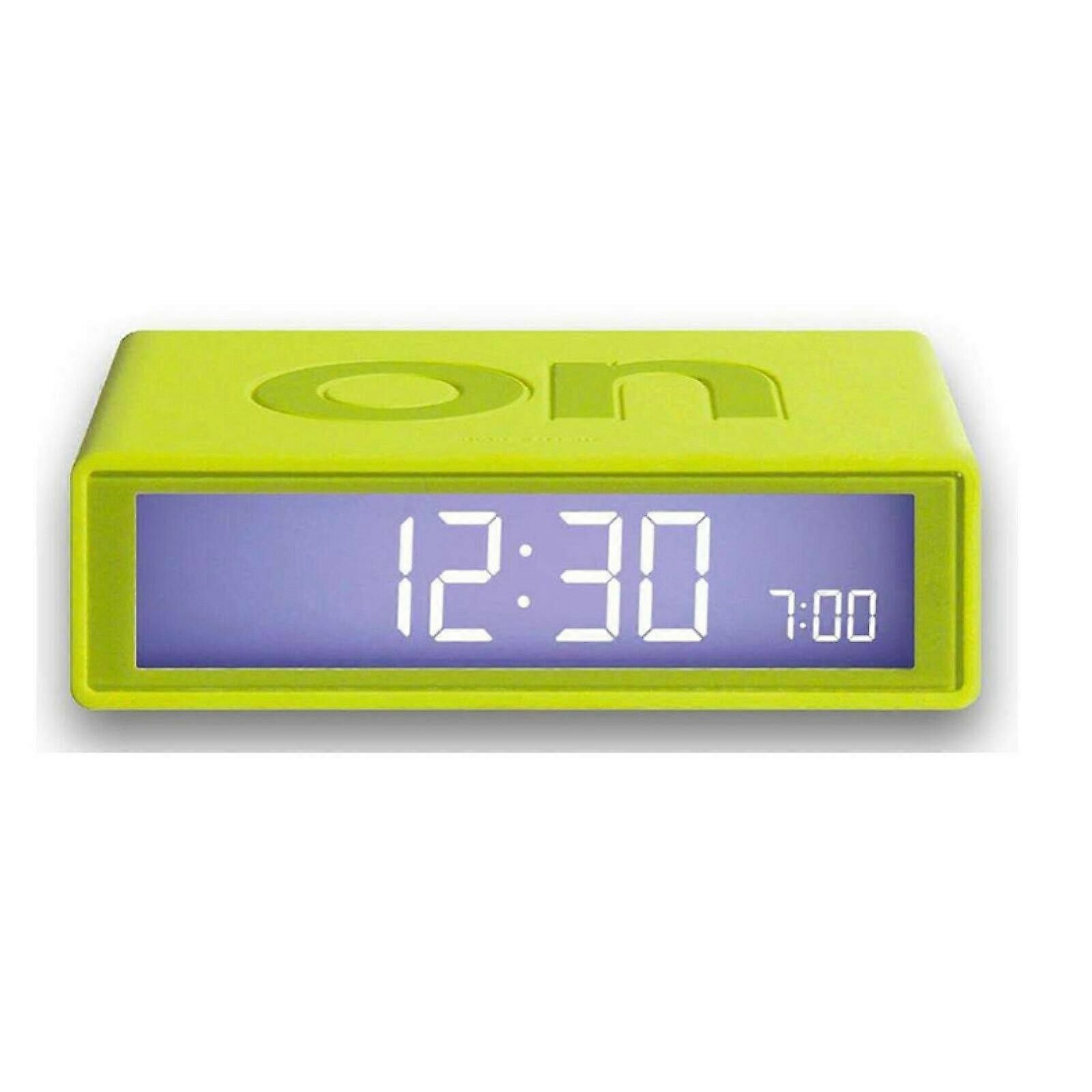 Lexon LR130 Flip Alarm Clock Wake Up LCD On Off Light Best Design Award Lime Green