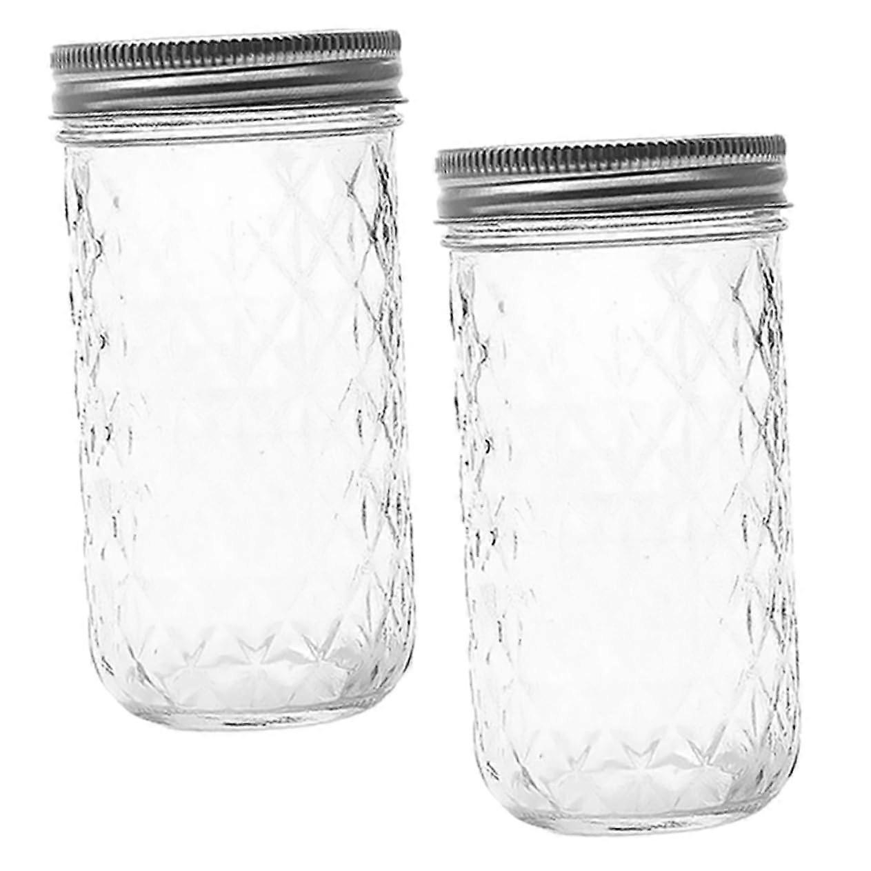 2 Pack Wide Mouth Jars with Lids Glass Storage Containers for Honey Jam Syrup Kitchen Use