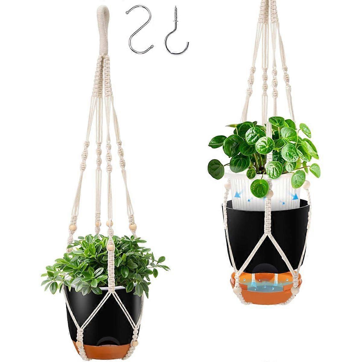 2-Pack Self-Watering Hanging Planter