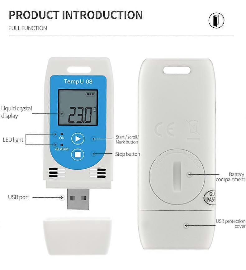 USB Temperature Humidity Data Logger With 32000 Points Recorder Capacity Reusable RH TEMP Data Logger Recording Meter