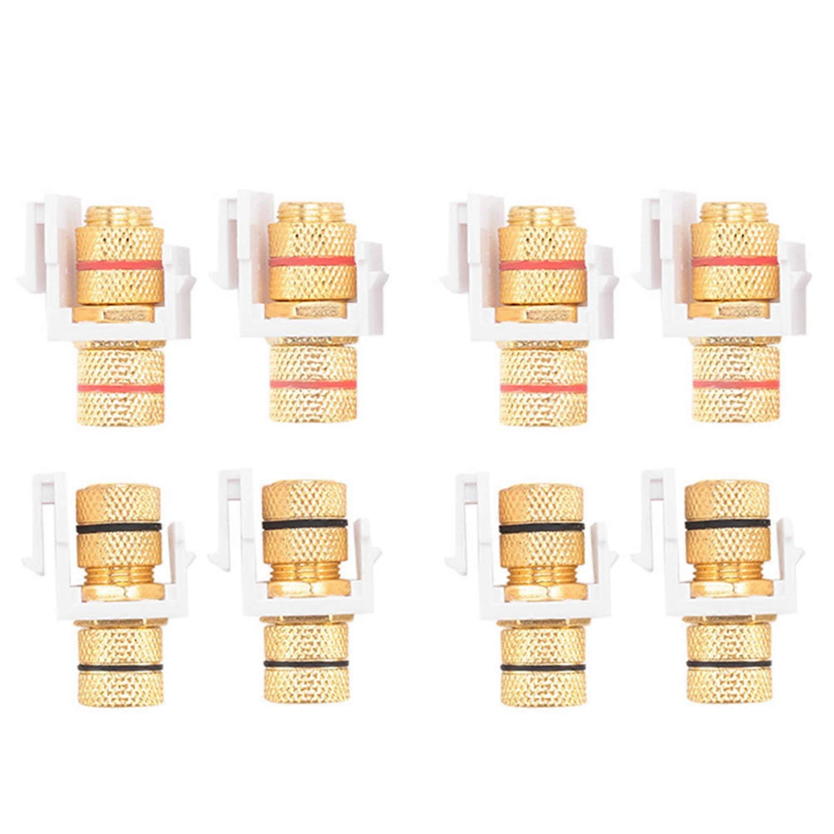 Banana Jack Binding Post Keystone Jack Insert with Black & Red Rings, Screw Type Audio Speaker Keystone, 4 Pairs/8 Pack