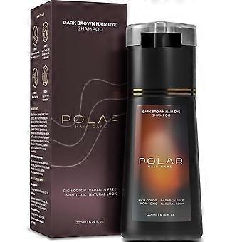 Polar Haircare - Haarverf Shampoo Donkerbruin voor Grijs Haar Shampoo Verf voor Vrouwen & Mannen Natuurlijke Verfset - Haarverfproduct - Veganistische Haarkleur 6,76 Fl