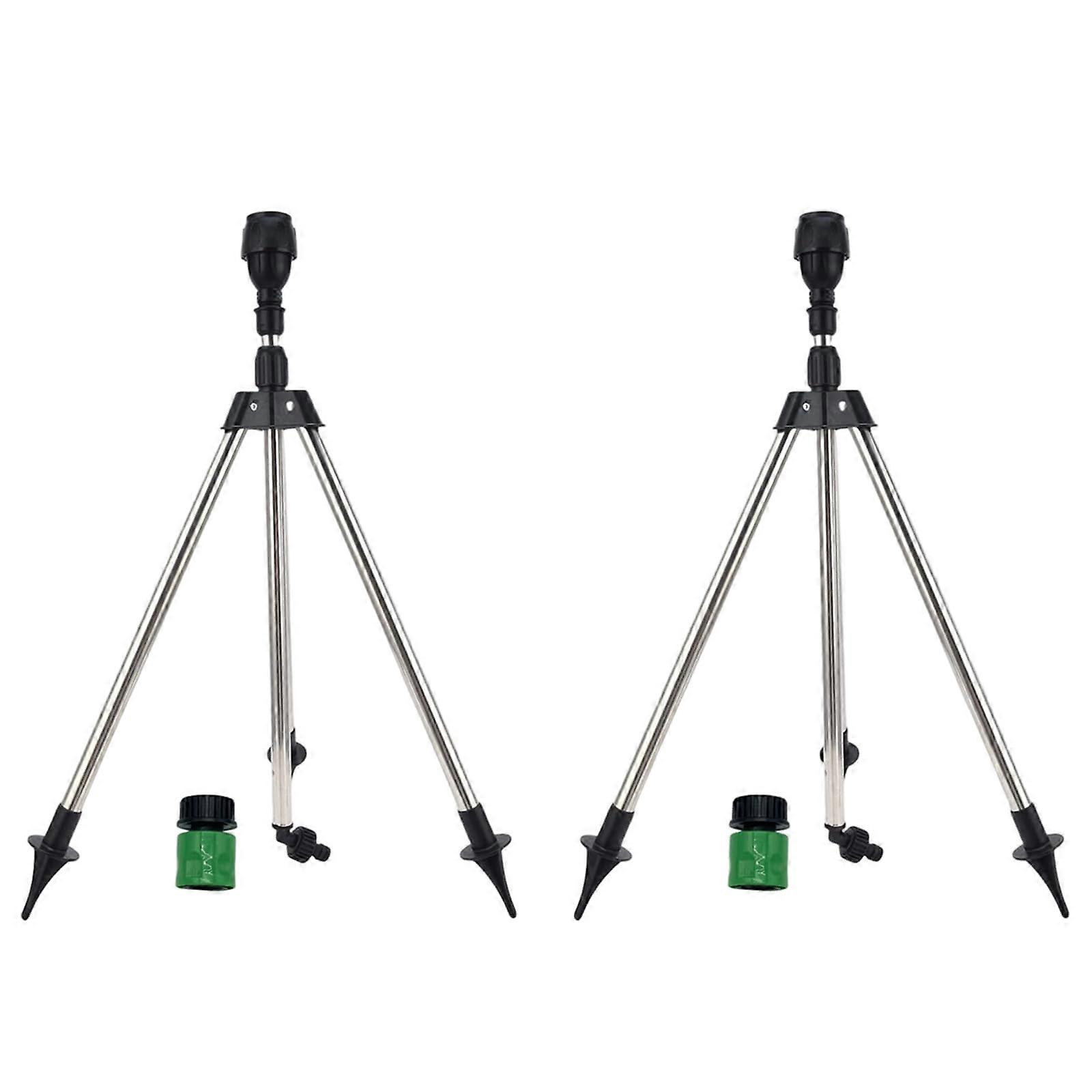 360° Rotating Adjustable Height Tripod Garden Sprinkler 2 Pack for Lawn and Yard