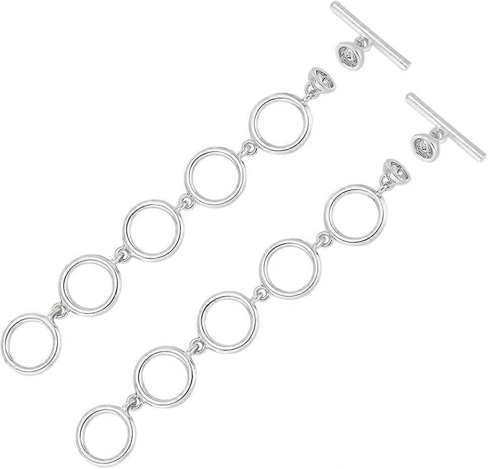 Brass Toggle Clasps with Jump Rings 5 Round Rings T-Bar Closure Adjustable Clasps for Necklaces Bracelets DIY Jewellery Making Platinum