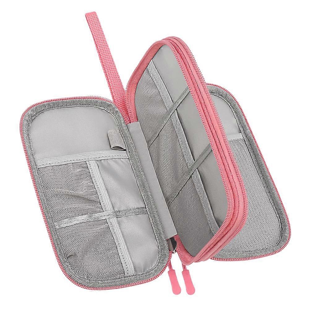 Pink Travel Electronic Organizer Bag for Cable Storage 3Pcs Kit