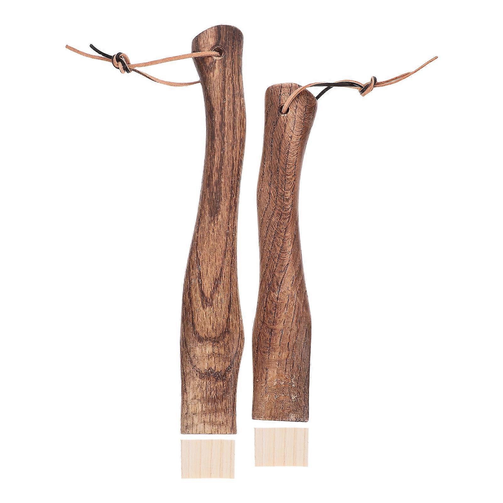 Short Curved Wood Handle for Replacement Use 2Pcs Solid Wooden Handles