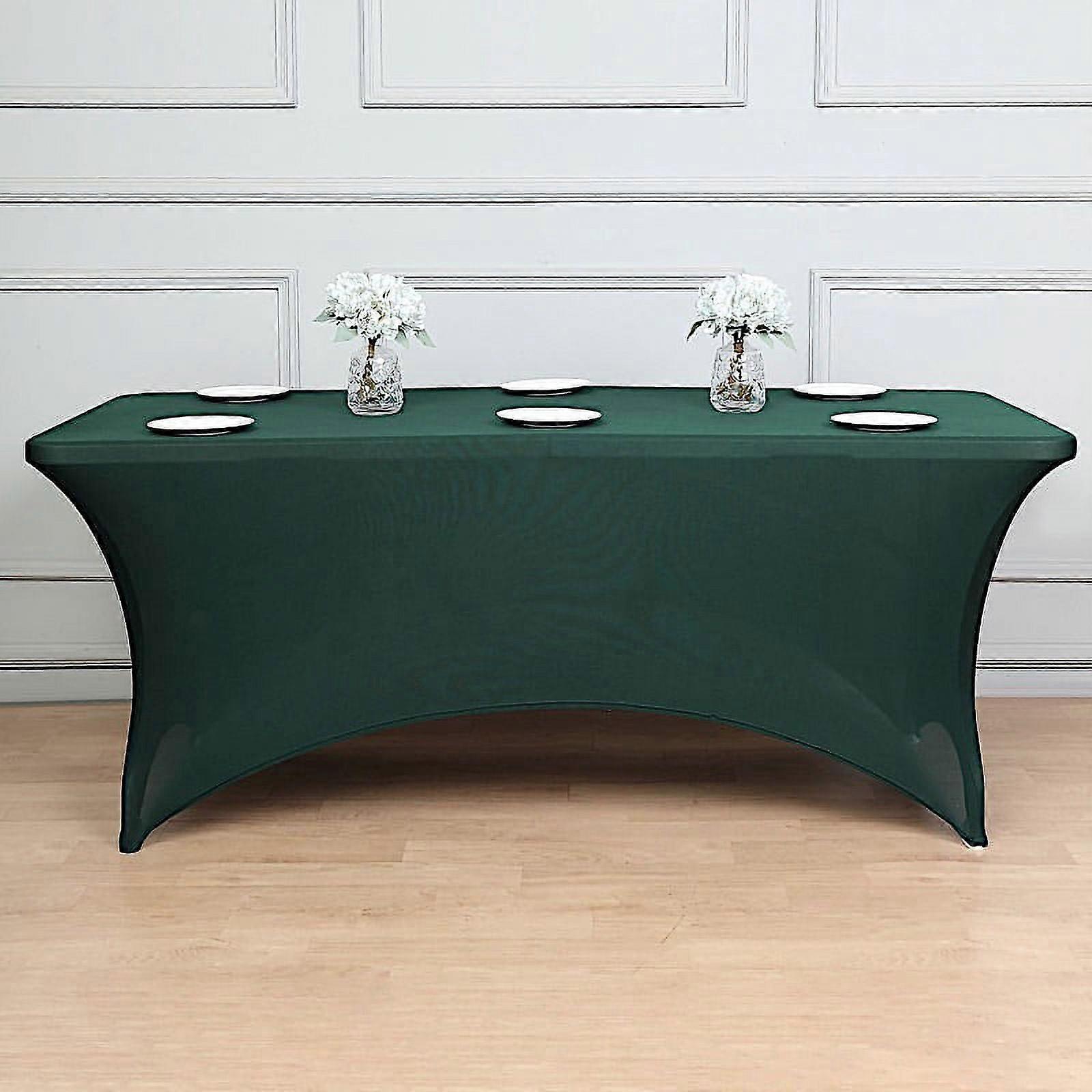 BalsaCircle 8 Feet Rectangular Spandex Fitted Party Wedding Tablecloth Hunter Green