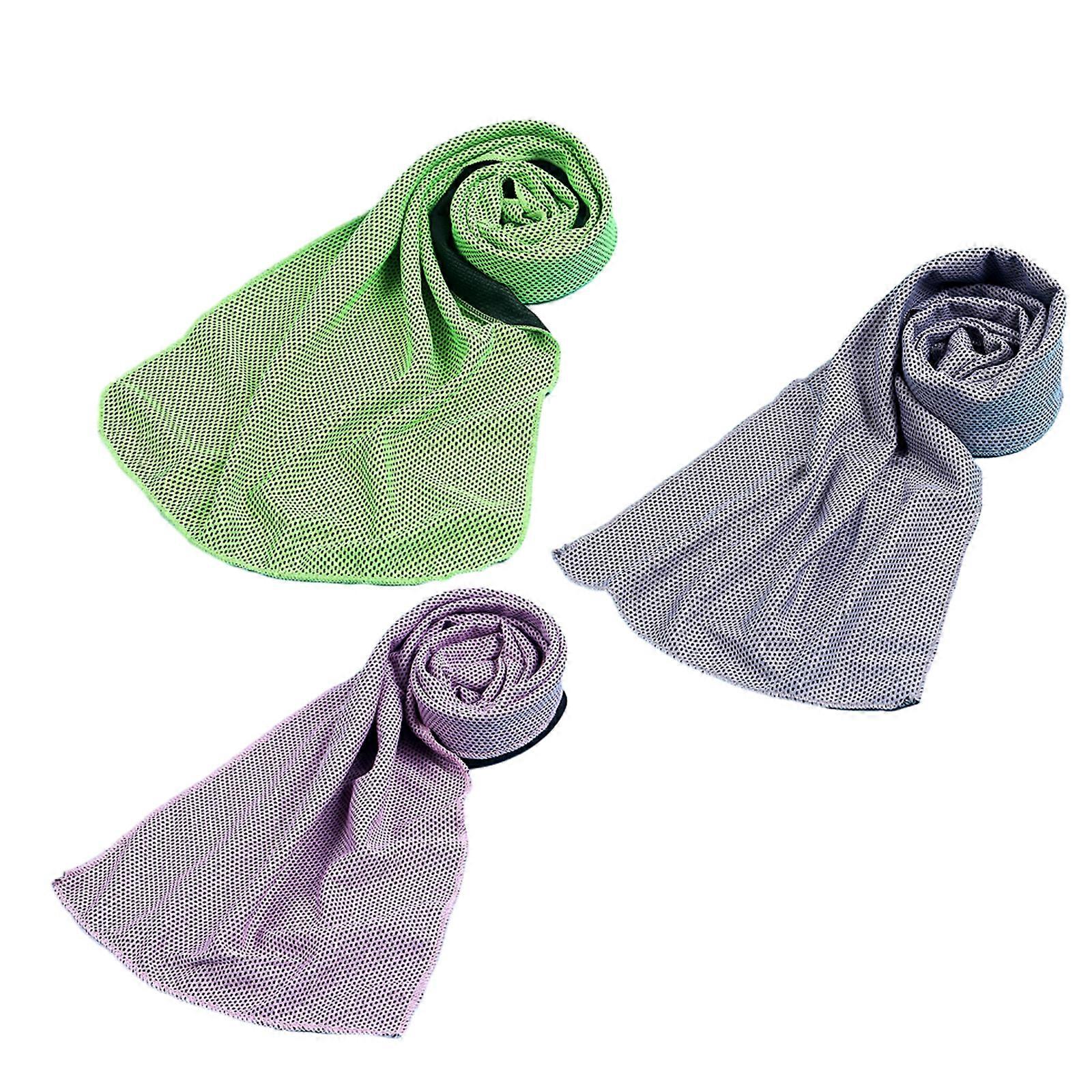 3kpl jäähdytyspyyhe, viileä kylmä pyyhe kaulaan, mikrokuitujääpyyhe, hengittävä viileä pyyhe retkeilyyn juoksuharjoitteluun satunnainen väri